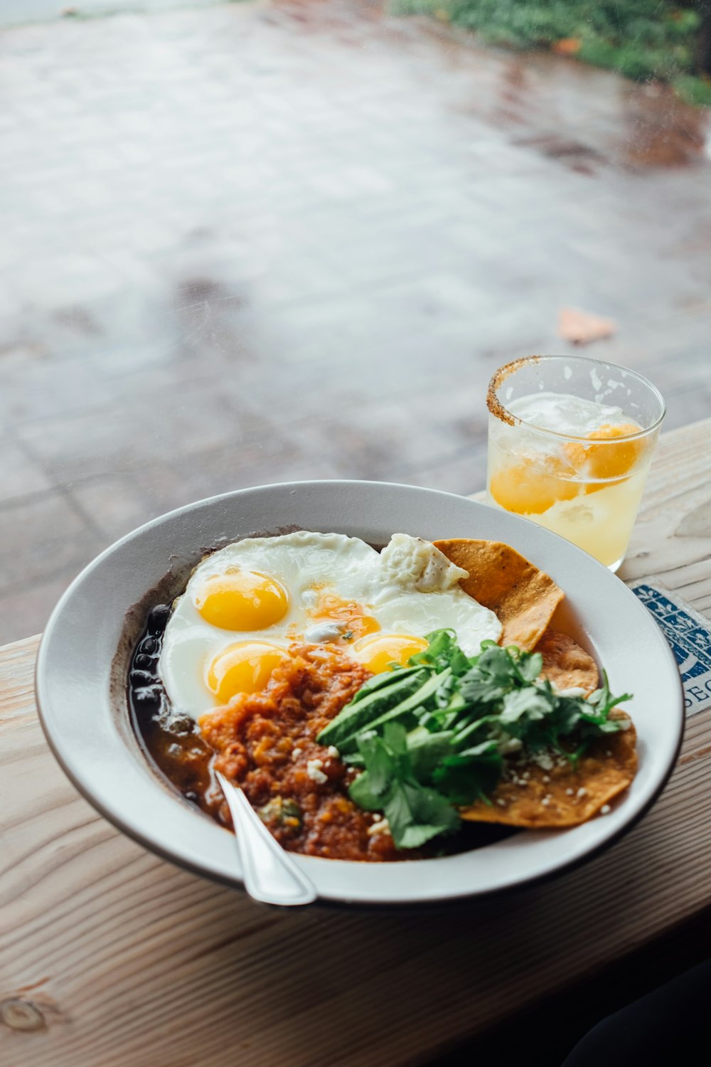 Stock photo of a Mexican breakfast plate with fried eggs